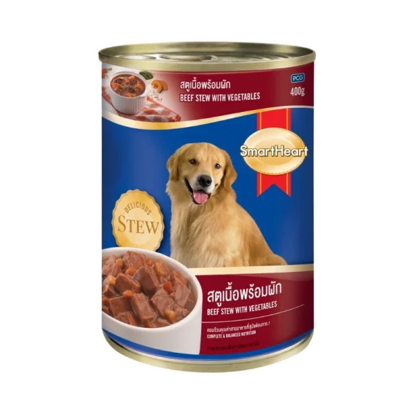 Bò hầm rau Pate Cho Chó Trưởng Thành Smartheart Adult Lon 400g
