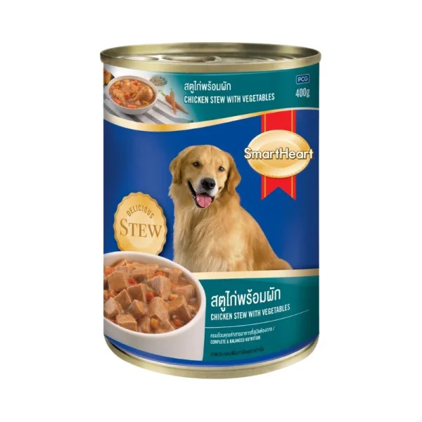 Gà hầm rau Pate Cho Chó Trưởng Thành Smartheart Adult Lon 400g